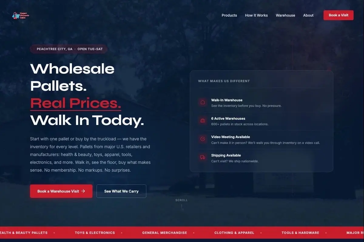 Website for Elegant Wholesale Outlet